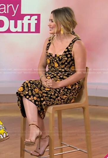 Hilary Duff's black floral peplum dress on Today
