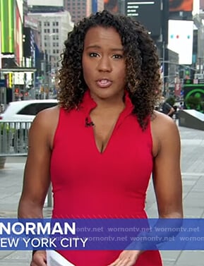 Jana's red sleeveless dress on Good Morning America