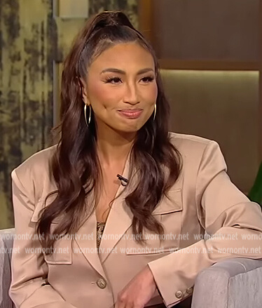 Jeanie's khaki cropped blazer on Tamron Hall Show