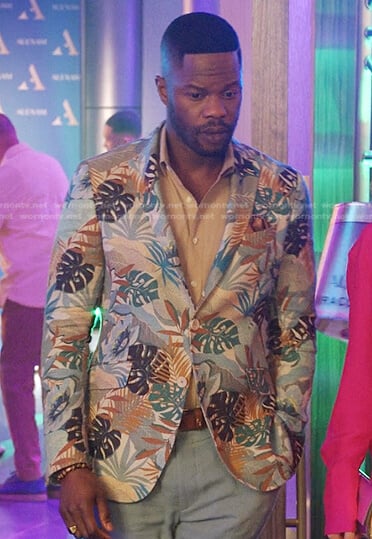 Jeff's leaf print blazer on Dynasty