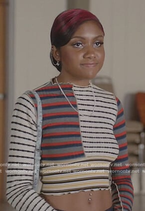 Jen's mixed stripe cropped top on All American