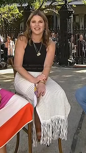 Jenna's white fringed hem skirt on Today