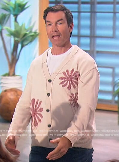 Jerry's white floral cardigan on The Talk
