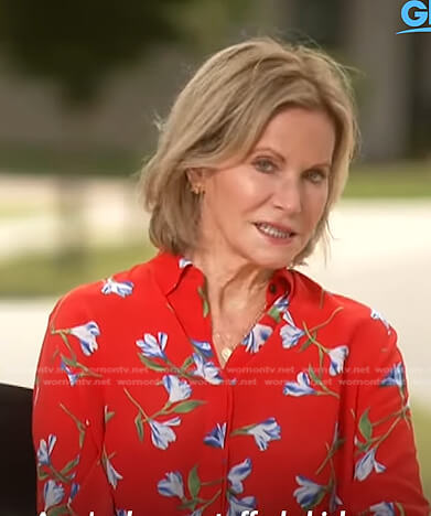 Joan Robach's red floral blouse on Good Morning America