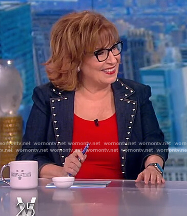 Joy's denim studded trim blazer on The View