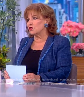 Joy's blue tweed fringe trim blazer on The View