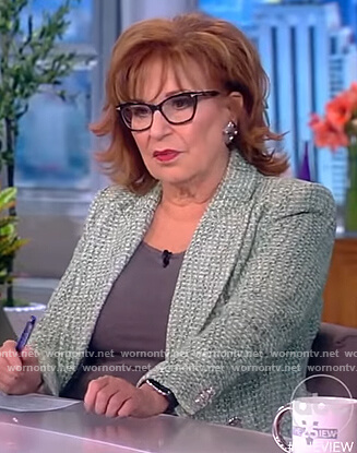 Joy's green tweed double breasted blazer on The View