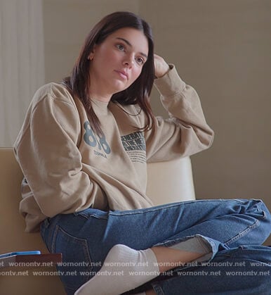 Kendall's beige 818 print sweatshirt on The Kardashians