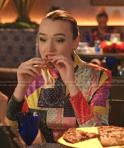 Kirby's bandana print dress on Dynasty