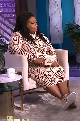 Loni's beige animal print dress on The Real