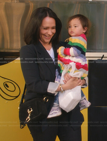 Maddie's black suede shoulder bag on 9-1-1