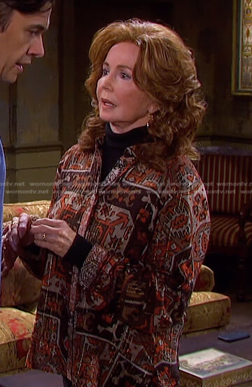 Maggie's brown printed blouse on Days of our Lives