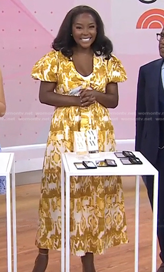 Makho’s yellow print cutout dress on Today