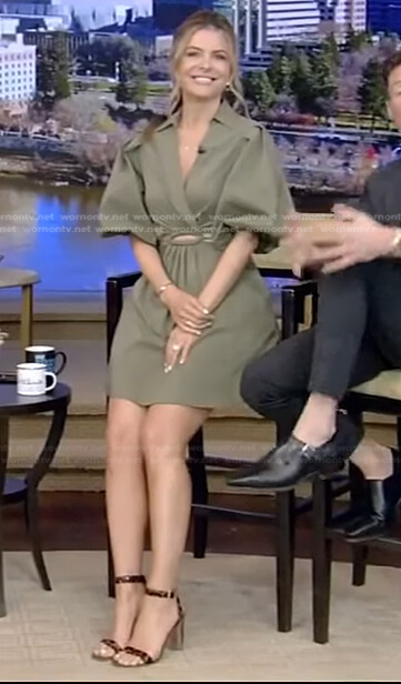 Maria Menounos’s green cutout dress on Live with Kelly and Ryan