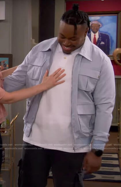 Marty's light blue utility jacket on The Neighborhood