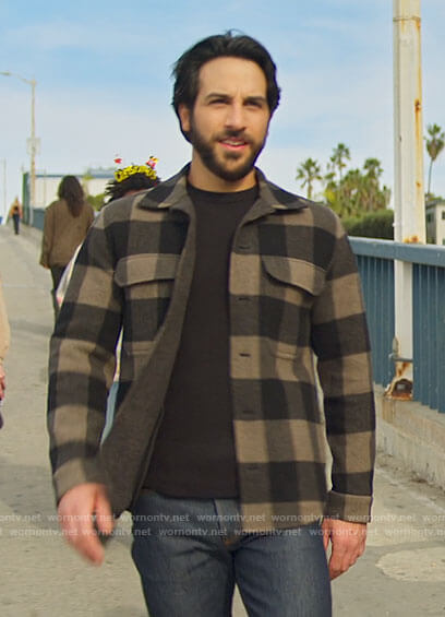 Max's checked shirt jacket on The Flight Attendant