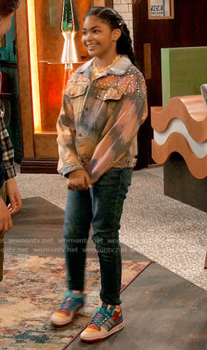 Millicent's embellished tie dye denim jacket on iCarly
