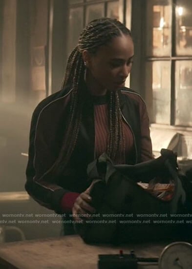 Natalie's colorblock bomber jacket on Superman and Lois