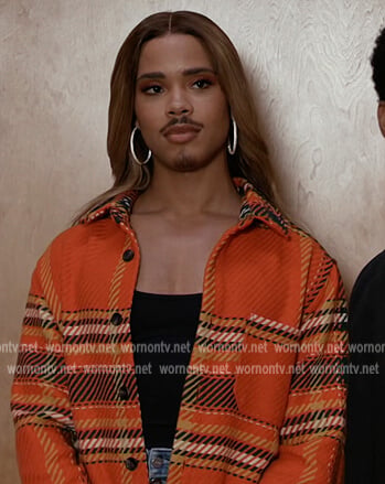 Nathaniel's red plaid shirt on All American Homecoming
