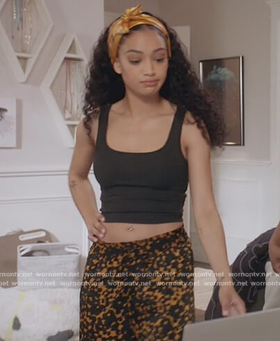 Olivia's floral print track pants on All American