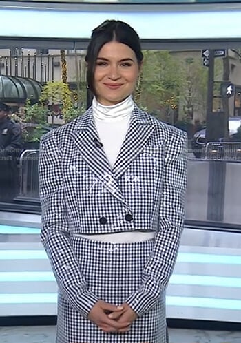 Phillipa Soo's sequin check blazer and skirt on Today