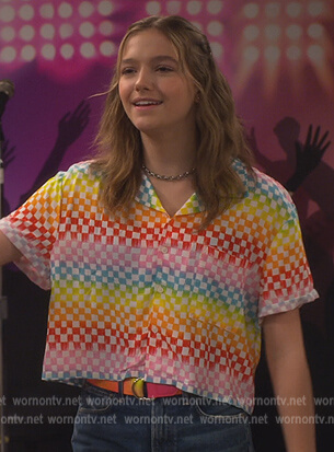 Pressley's rainbow check crop top on Side Hustle