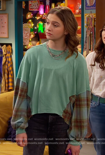 Presley's patchwork long sleeve tee on Side Hustle
