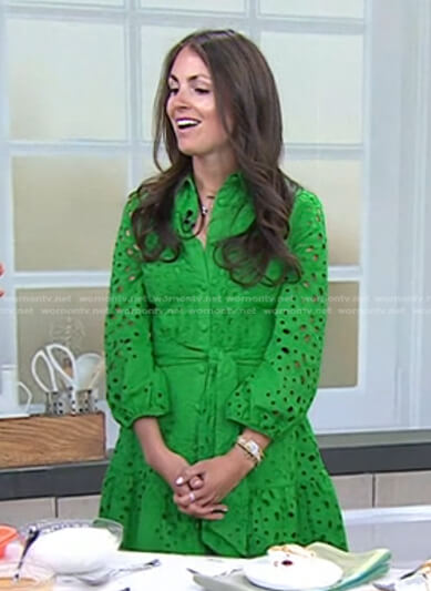 Rachel Mansfield's green embroidery shirtdress on Today