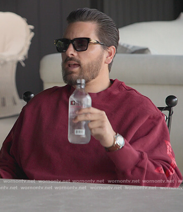 Scott's red calabasas sweatshirt on The Kardashians