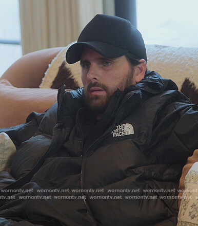 Scott's black padded North Face vest on The Kardashians