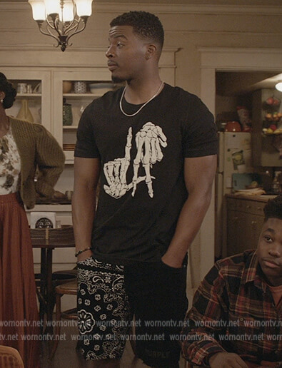 Spencer's black bandana print shorts on All American