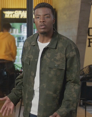 Spencer's camo print jacket on All American