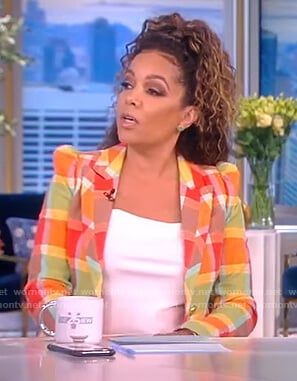 Sunny's plaid puff sleeve blazer on The View