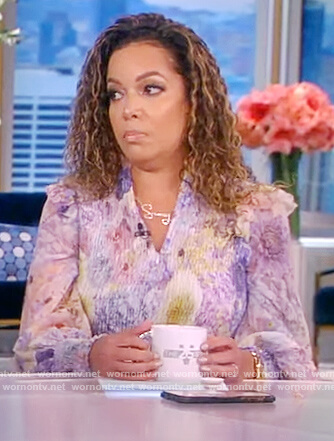 Sunny's floral print shirred dress on The View