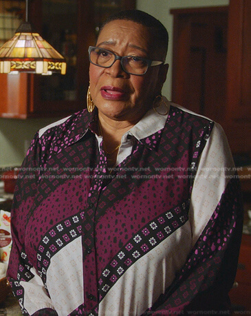 Toni's mixed print blouse on 9-1-1