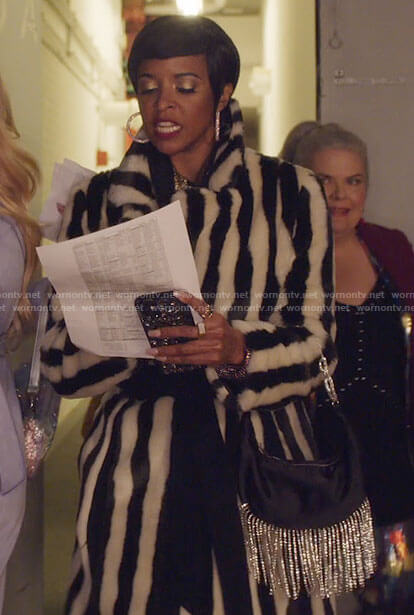 Wickie's striped fur coat on Girls5eva
