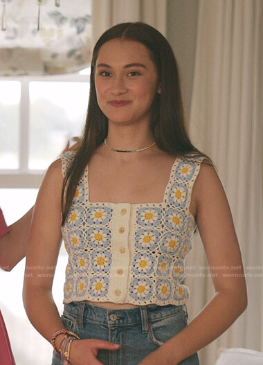 Belly's floral crochet top on The Summer I Turned Pretty