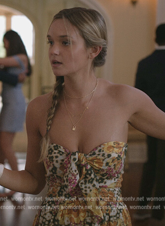 Gigi's floral print strapless maxi dress on The Summer I Turned Pretty