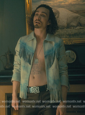 Klaus's tie dye leather fringe jacket on The Umbrella Academy