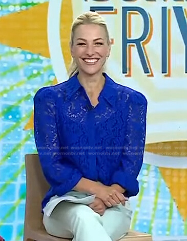 Lindsay Czarniak's blue lace blouse on Today