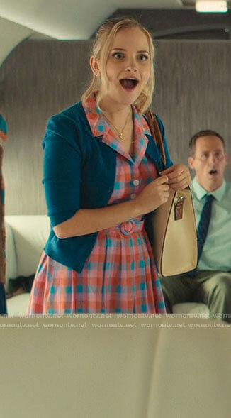 Ainsley's pink plaid shirtdress on Loot