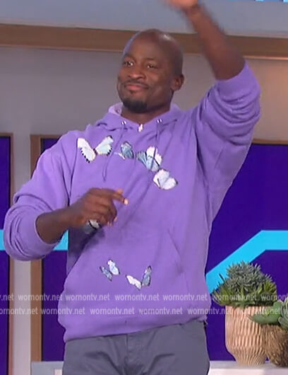 Akbar's purple butterfly hoodie on The Talk