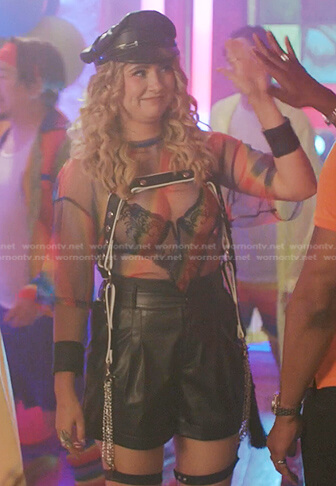 Amanda's black lace bodysuit and shorts on Dynasty