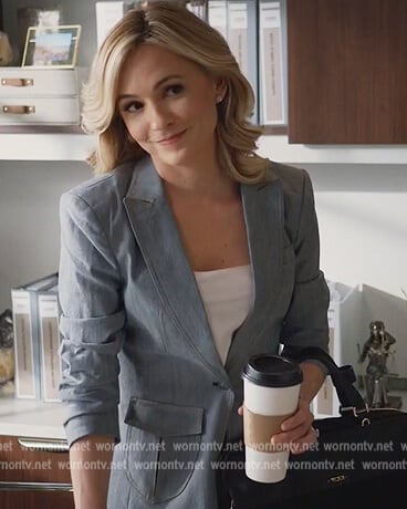 Amy's gray denim blazer and pants on All Rise