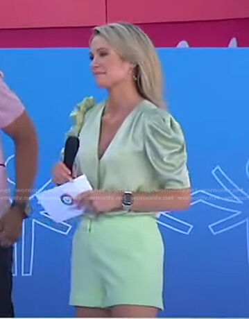 Amy's mint green puff sleeve top and shorts on Good Morning America