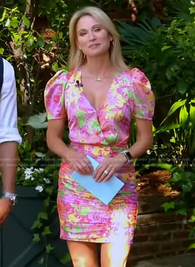 Amy's pink floral mini dress on Good Morning America