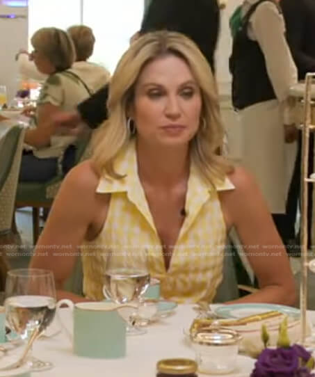 Amy's yellow gingham check sleeveless dress on Good Morning America