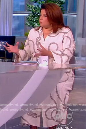 Ana's white rope print shirtdress on The View