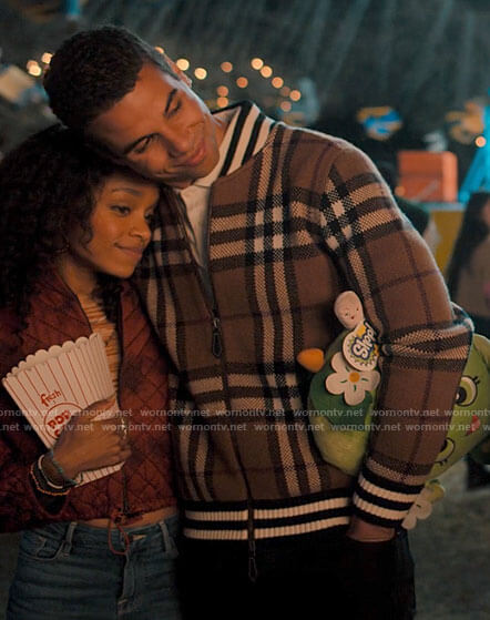 Andrew's brown plaid bomber jacket on Love Victor
