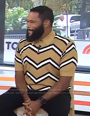 Anthony Anderson's beige zigzag polo shirt on Today